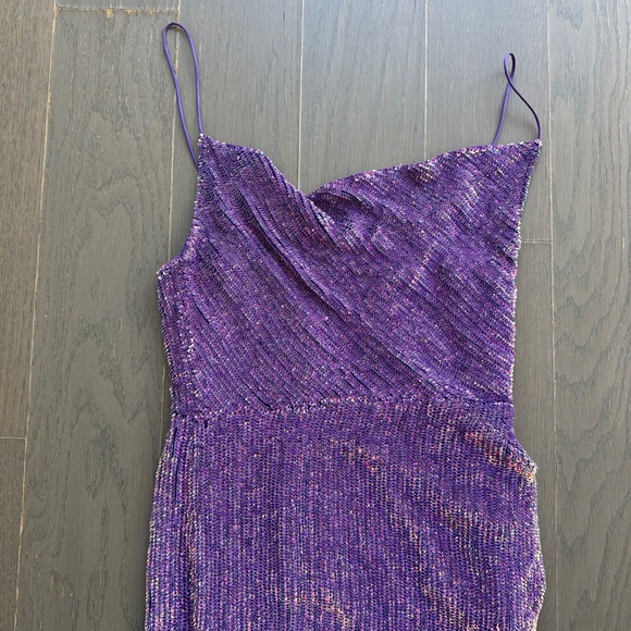 Retrofete KATYA Metallic Lavender Purple Sequin Gown Maxi Dress - Size XS - Picture 6 of 10